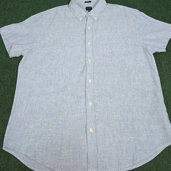J. Crew | Slim Fit Short-Sleeve Baird McNutt Irish-Linen Blend Mens Casual Shirt - Picture 14 of 15